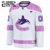 Vancouver Canucks Fanatics Hockey Fights Cancer Practice Custom 2024-25 Weiss Trikot - Kinder